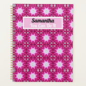 Roze Fractal mandala - bloemen gepersonaliseerd Planner (Voorkant)
