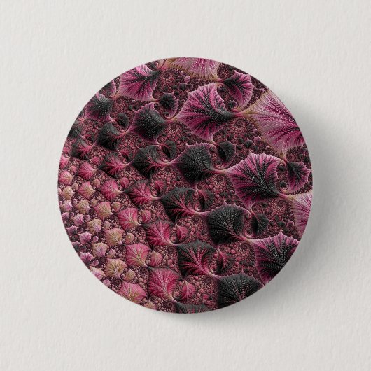 Roze fractal ronde button 5,7 cm (Voorkant)