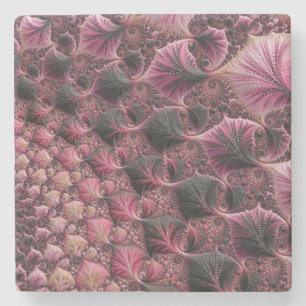 Roze fractal stenen onderzetter