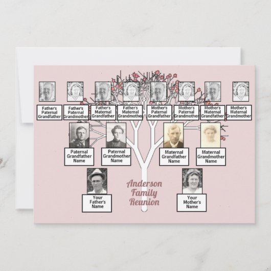 Roze fractal Tree 3 Generation Family Reunion Kaart (Voorkant)