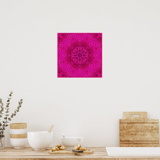 Roze  fractale Kaleidoscoop Poster (Keuken)