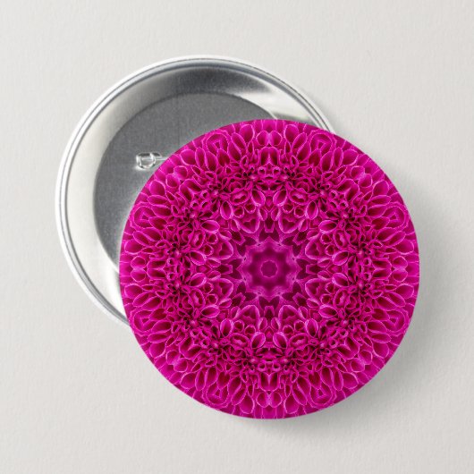 Roze fractale Kaleidoscoop Ronde Button 7,6 Cm (Voorkant /achterkant)