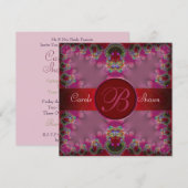 Roze Fractale Kant Monogram Trouw Uitnodiging (Voorkant / Achterkant)