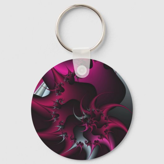 roze fractale kunst sleutelhanger (Voorkant)