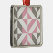 Roze framboos en zilveren geometrische ZigZag Metalen Ornament (Rechts)
