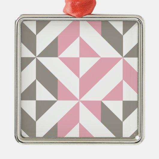 Roze framboos en zilveren geometrische ZigZag Metalen Ornament (Voorkant)