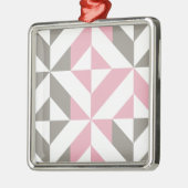 Roze framboos en zilveren geometrische ZigZag Metalen Ornament (Links)