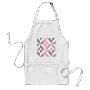 Roze framboos en zilveren geometrische ZigZag Standaard Schort