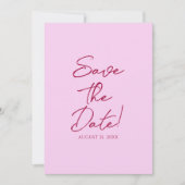 Roze framboos getekende bloementuin Save The Date (Voorkant)