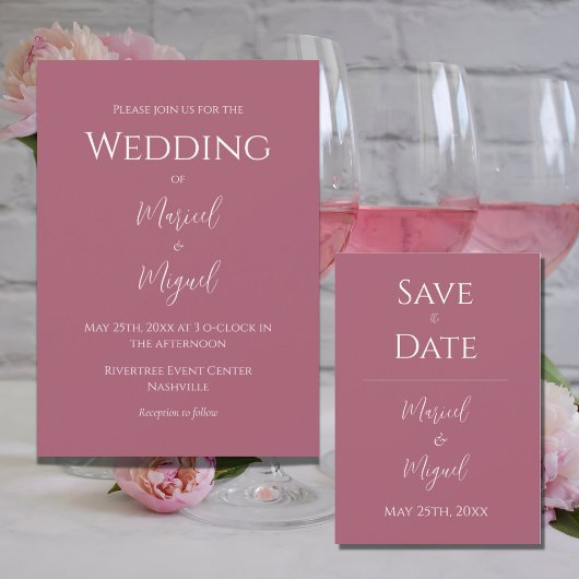 Roze Framboos Modern Elegant Minimalistische Bruil Save The Date