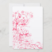 Roze Framboos Vogels Swirls Bruiloft uitnodigingen (Achterkant)