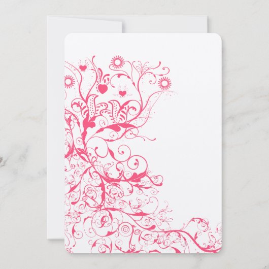 Roze Framboos Vogels Swirls Bruiloft uitnodigingen (Achterkant)