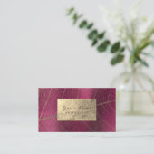 Roze frambose Sepia Gold Foil botanisch Delicaat Visitekaartje (Staand voorkant)