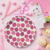 Roze frambospatroon voor zomerfeest papieren bordje (Feest)