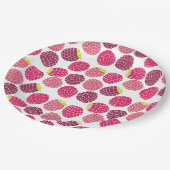 Roze frambospatroon voor zomerfeest papieren bordje (Gekanteld)