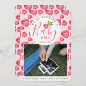 Roze frambozen Baby Girl Uitnodiging (Voorkant / Achterkant)