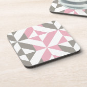 Roze frambozen en zilver Geometric ZigZag Bier Onderzetter (Linkerzijde)