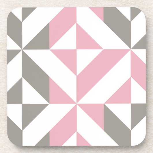 Roze frambozen en zilver Geometric ZigZag Bier Onderzetter (Voorkant)