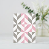 Roze frambozen en zilver Geometric ZigZag Briefkaart (Staand voorkant)