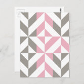 Roze frambozen en zilver Geometric ZigZag Briefkaart (Voorkant / Achterkant)