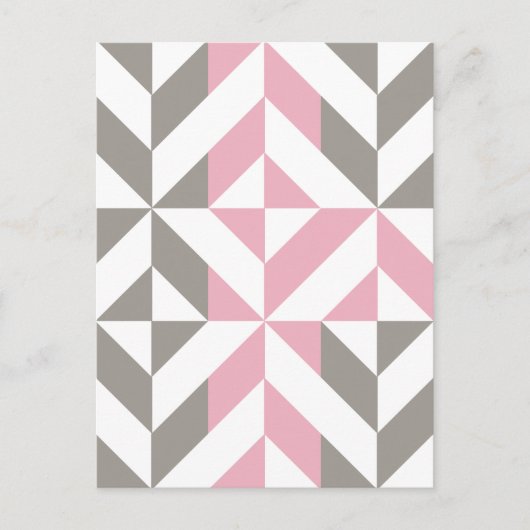 Roze frambozen en zilver Geometric ZigZag Briefkaart (Voorkant)