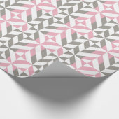 Roze frambozen en zilver Geometric ZigZag Cadeaupapier (Hoek)