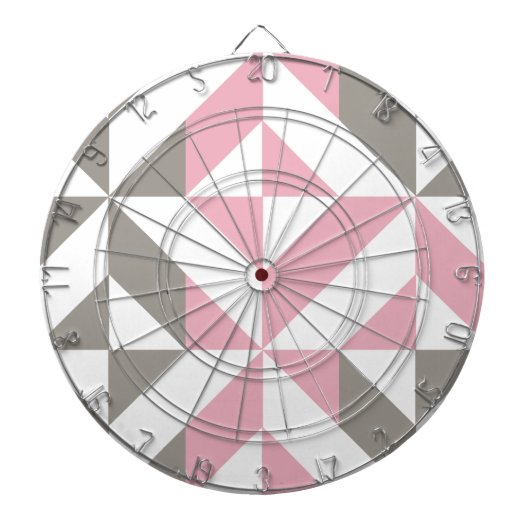 Roze frambozen en zilver Geometric ZigZag Dartbord (Voorkant)