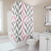 Roze frambozen en zilver Geometric ZigZag Douchegordijn (In situ)