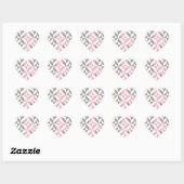 Roze frambozen en zilver Geometric ZigZag Hart Sticker (Vel)