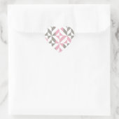 Roze frambozen en zilver Geometric ZigZag Hart Sticker (Tas)