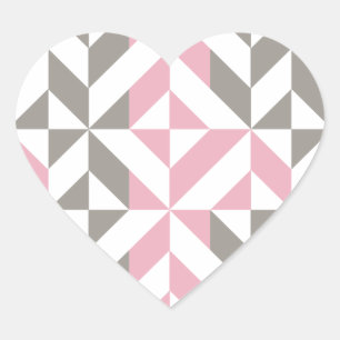 Roze frambozen en zilver Geometric ZigZag Hart Sticker