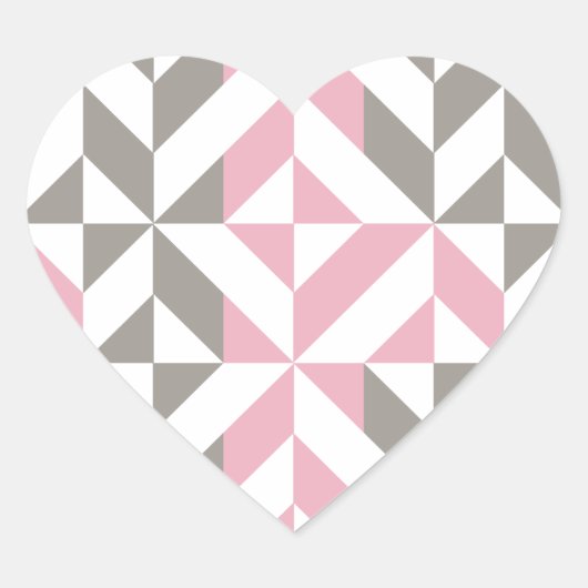 Roze frambozen en zilver Geometric ZigZag Hart Sticker (Voorkant)