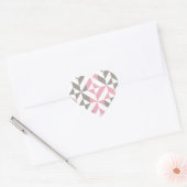 Roze frambozen en zilver Geometric ZigZag Hart Sticker (Envelop)