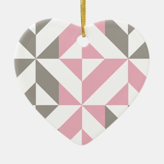 Roze frambozen en zilver Geometric ZigZag Keramisch Ornament (Voorkant)