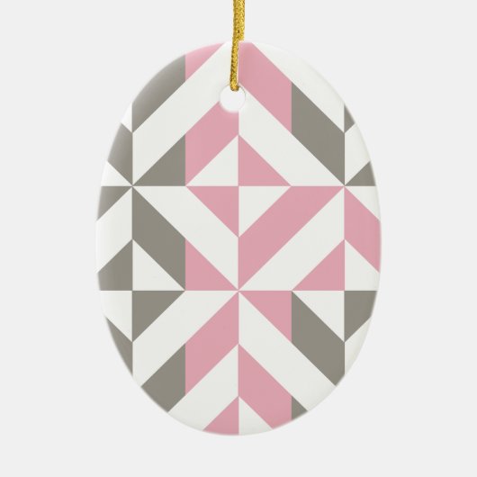 Roze frambozen en zilver Geometric ZigZag Keramisch Ornament (Voorkant)