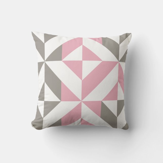 Roze frambozen en zilver Geometric ZigZag Kussen (Voorkant)