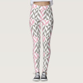 Roze frambozen en zilver Geometric ZigZag Leggings (Voorkant)
