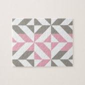 Roze frambozen en zilver Geometric ZigZag Legpuzzel (Horizontaal)