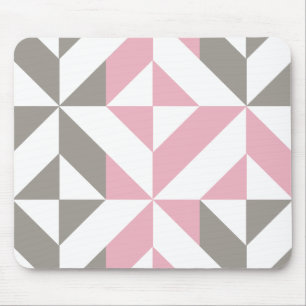 Roze frambozen en zilver Geometric ZigZag Muismat