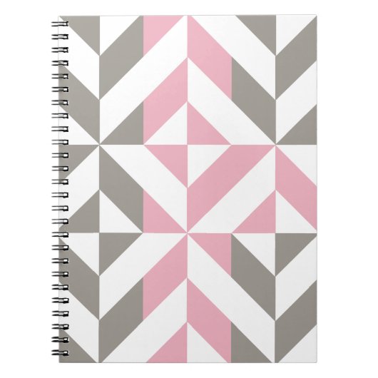 Roze frambozen en zilver Geometric ZigZag Notitieboek (Voorkant)