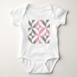 Roze frambozen en zilver Geometric ZigZag Romper
