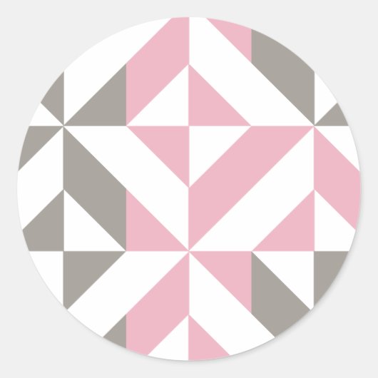 Roze frambozen en zilver Geometric ZigZag Ronde Sticker (Voorkant)