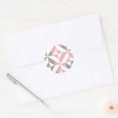 Roze frambozen en zilver Geometric ZigZag Ronde Sticker (Envelop)