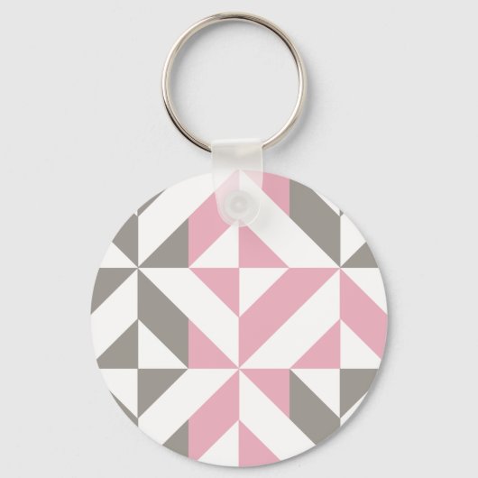 Roze frambozen en zilver Geometric ZigZag Sleutelhanger (Voorkant)