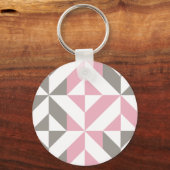Roze frambozen en zilver Geometric ZigZag Sleutelhanger (Voorkant)