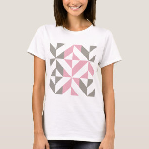Roze frambozen en zilver Geometric ZigZag T-shirt