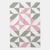 Roze frambozen en zilver Geometric ZigZag Theedoek (Verticaal)