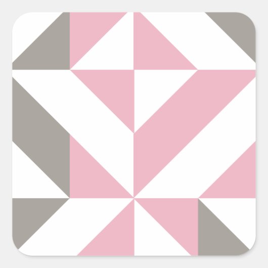 Roze frambozen en zilver Geometric ZigZag Vierkante Sticker (Voorkant)