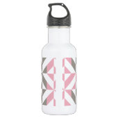 Roze frambozen en zilver Geometric ZigZag Waterfles (Achterkant)