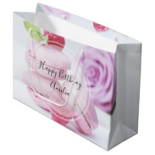 Roze frambozen macarons Frans gebak verjaardag Groot Cadeauzakje